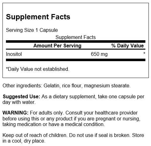 Swanson Inositol 650 Milligrams 100 Capsules