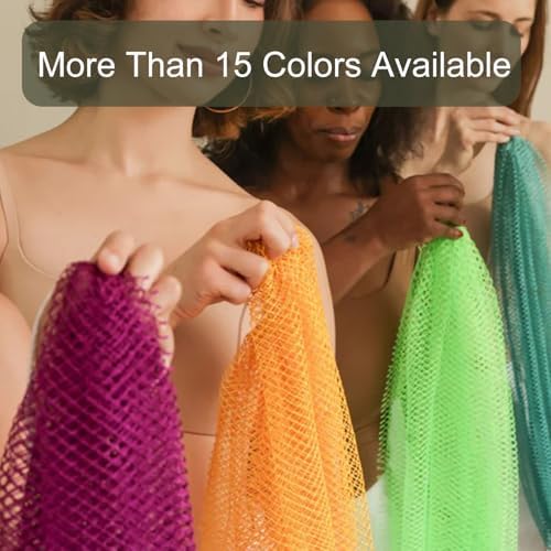 African Net Sponge Authentic with Knots, African Scrub Bath Net, 2 Pieces Exfoliating Body Back Scrubber for Shower, Gentle Exfoliating Washcloth, with 1 Soap Bag (Purple & Green)
