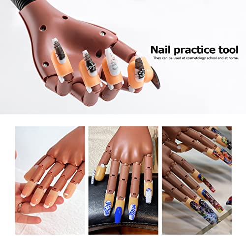 Practice Hand for Acrylic Nails, Flexible Never Fall Off Nail Trainning Adjustable Hands Kits, Fake Hands for Nail Practice, Nail Display Manicure, Movable Nail Maniquin Hand(100PCS Nail Tips)