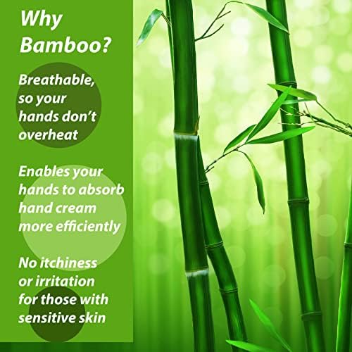 Bamboo Gloves for Eczema, Medium, Women and Men, Dry Hands, Overnight Moisturizing Gloves, 3 Pairs