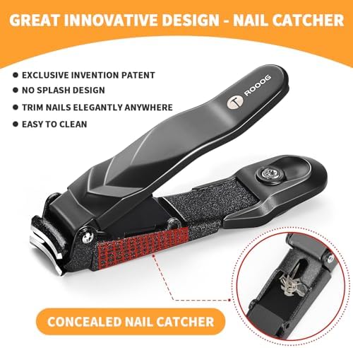Nail Clippers for Men Women with Catcher,No Splash Ultra Sharp Professional Heavy Duty Nail Clipper,Adult Sturdy Fingernail Clipper & Toenail Clipper with Nano Nail File for Travel,Gifts