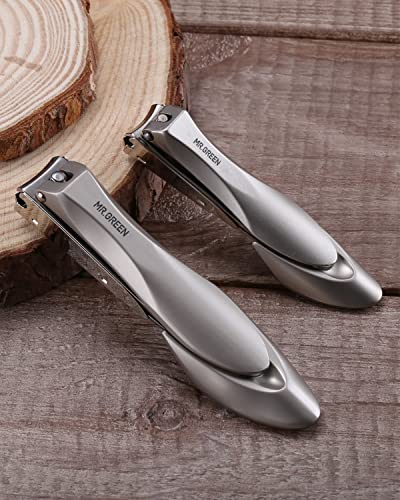 Nail Clippers for Thick Nails, Professional Nail Cutter with Catcher, Medical Grade Stainless Steel, Sharp and Durable Nail Clipper Kit for Men and Women, Bionics Design(Small and Big) M-1210plus