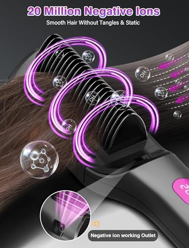 Hair Straightener Brush with Negative Ion,3 IN1 Hair Straightening Brush with Essential Oil Infusion,Brush Straightener for Women,Dual Voltage for Travel, Anti-Scald,9 Digital Temp-Setting