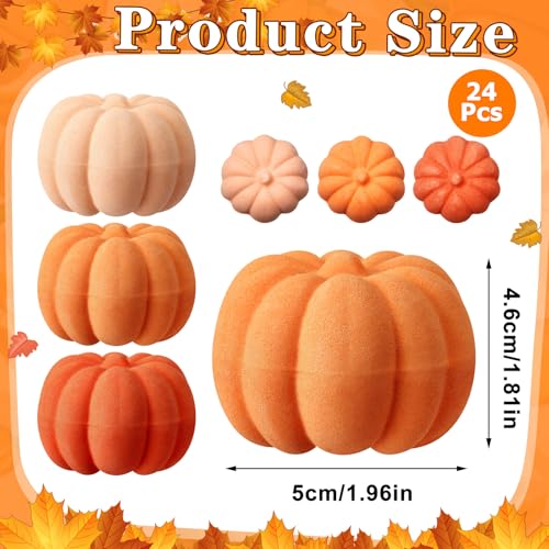 Lounsweer 24 Pcs Little Pumpkin Baby Shower Favors Thanksgiving Fall Pumpkin Bath Bombs Bridal Shower Party Favors with Gift Tags and Organza Bag for Wedding Gift Thanksgiving Decor