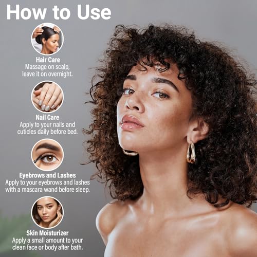 Organic Castor Oil for Hair, Scalp, Skin, Face & Eyelashes | USDA Certified | 100% Pure Castor Oil Organic Cold Pressed Unrefined Glass Bottle, Hexane Free - Soulspa Pure - 16 fl oz