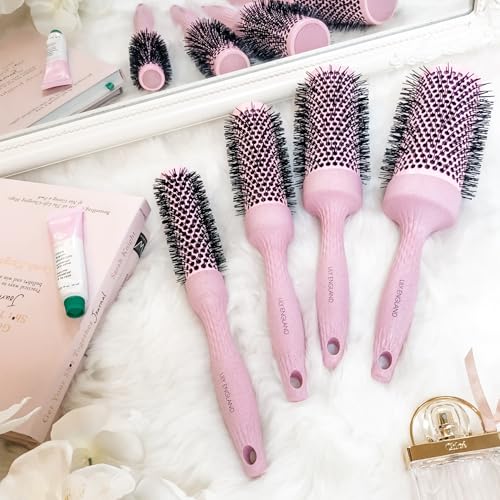 Lily England Round Blow Dry Brush Set for Women - Perfect for Voluminous Blowouts - Ceramic Ionic Technology - Luxury Gift for Her (Pink)
