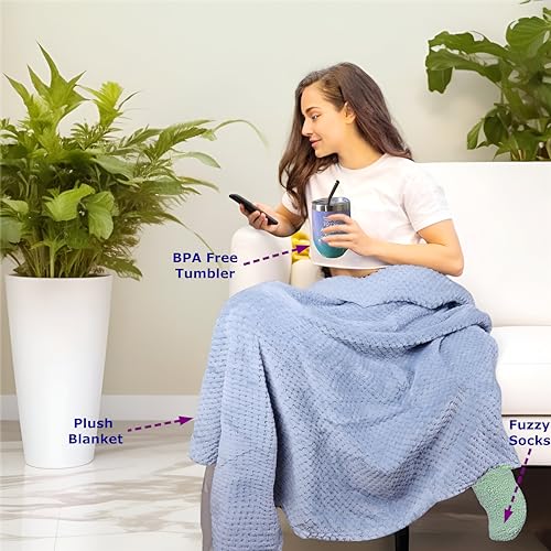 Get Well Soon Gift for Women – 18 Pcs Spa Care Package with Blanket, Tumbler, Candles, Fuzzy Socks – Relaxation Gift Basket for Mom, Sister, Wife, Friend – After Surgery, Birthday, Self Care