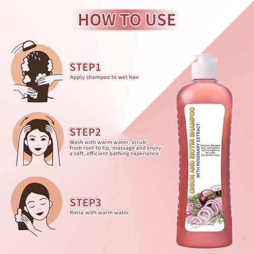 Onion Biotin and Rosemary Shampoo, shampoo de cebolla y romero, for Soft Hair & Shine for Hair Growth, Hair Loss and Thinning Hair