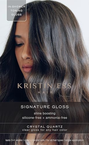 Kristin Ess Hair Crystal Quartz Clear Hair Gloss for All Hair Types + Colors - Anti Brass Treatment for Women - Shine Boosting + Deep Conditioning Treatment - Vegan - Phthalates + Paraben Free