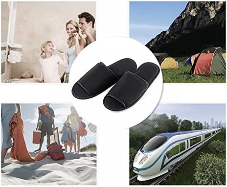 Foldable Portable Slippers Washable Open Toe Towelling Slippers with Storage Bag for Spa Travel Hotel/Home Guest 34-43