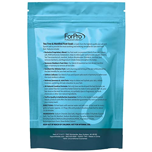 ForPro Professional Collection Tea Tree Oil & Menthol Foot Soak with Sea & Epsom Salt for Toenail Athletes Foot, Stubborn Foot Odor Scent, Softens Calluses & Soothes Sore Tired Feet -Pack of 3 16oz.