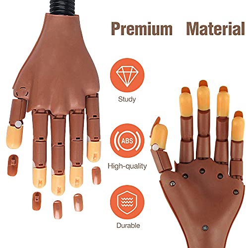 Practice Hand for Acrylic Nails, Professional Nail Practice Hand for Training, Adjustable False Fake Mannequin Hand with 100Pcs Nail Tips, Upgrade DIY Nails Display Manicure Supply
