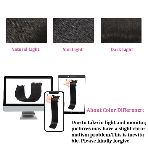 Clip in Hair Extensions Real Human Hair Clip in Extensions Black Women Remy Invisible Natural Straight Seamless 8pcs Double Weft #1B 16 Inch 2.8oz/80g
