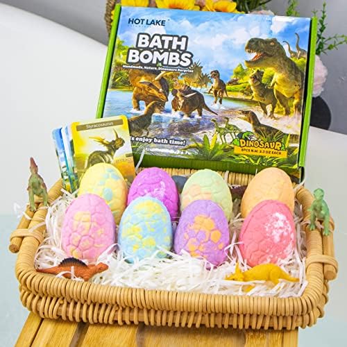 Dinosaur Bath Bombs Gift Set,16 Pack Organic Bath Bomb for Kids with Toys Surprise Inside. Natural Dino Egg Bathbombs Kit for Christmas or Birthday Gift for Girls and Boys