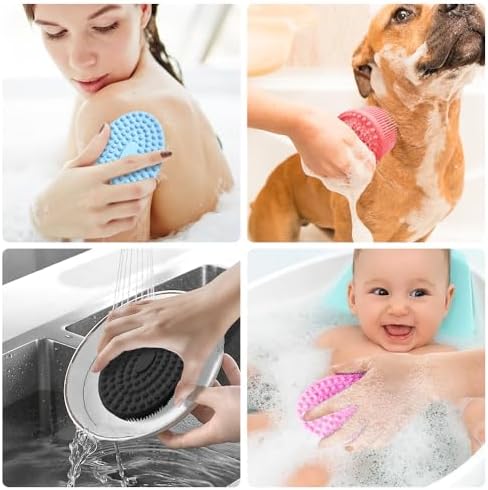 Soft Loofah Silicone Body Scrubbers - 6 Pack Exfoliating Shower Scrubbers for Men & Women