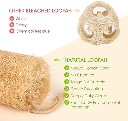 Natural Loofah Sponges Organic Luffa Bath Shower Sponge Exfoliating Body Back Scrubber for Men Women Adults SPA Beauty Bathing Daily Care - 4 PCS