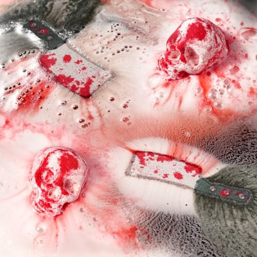 Distaratie 4PCS Spooky Skull Knife Bubble Bathbomb Halloween Bath Bombs for Adults Boys Girls Winter Moisturizing SPA Fizzy Ball Gift for Friend Birthday Christmas Halloween Present Idea Set of 4