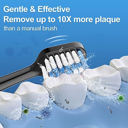 Replacement Toothbrush Heads for AquaSonic Duo Series Electric Toothbrush, NOT Compatible with Duo Series Pro, 5 White + 5 Black