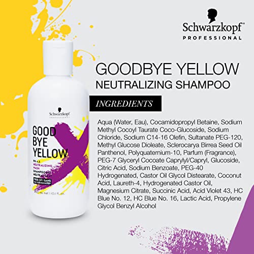 GOODBYE YELLOW Neutralizing Wash Shampoo – Color Balancing for Brassy and Yellow Tones – Cleansing Vegan Hair Care with Purple and Blue Pigments