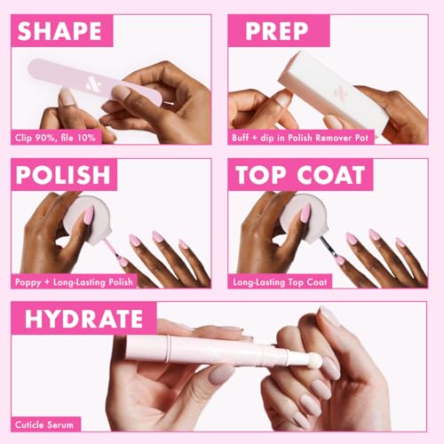 Olive & June Best Sellers Nail Polish Set | Includes 3 Long-Lasting Shades (Cockatoo, Pink Sands, Hibiscus) + Super Glossy Top Coat | Vegan, Cruelty-Free | Salon-Quality Results at Home