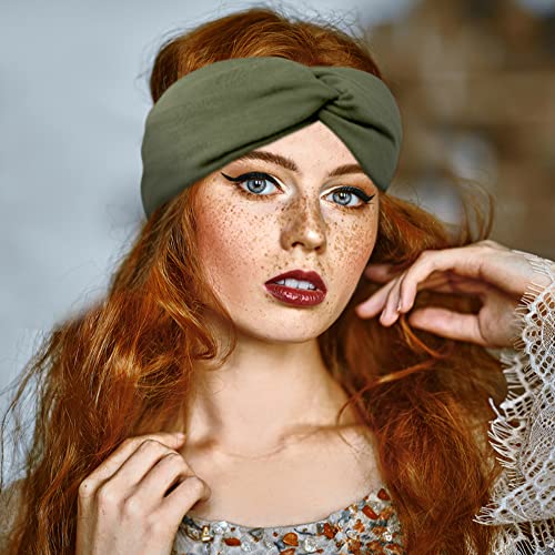 FEQO 18 Pieces Twist Headbands for Women Non-Slip Twisted Turban Stretchy Elastic Colorful Hair Bands for Workout Yoga Sports(Classic Colors)