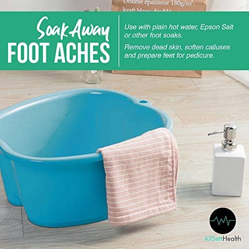 AllSett Health Foot Soaking Bath Basin – Large Size for Soaking Feet | Pedicure and Massager Tub for at Home Spa Treatment | Callus, Fungus, Dead Skin Remover, Blue