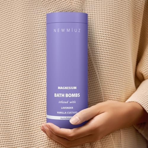Magnesium Lavender Vanilla Luxury Fizzing Bath Bomb Sensitive Skin Formula for Relaxation Bath Moisturizing Shea Butter Stress Relief Gift for Women