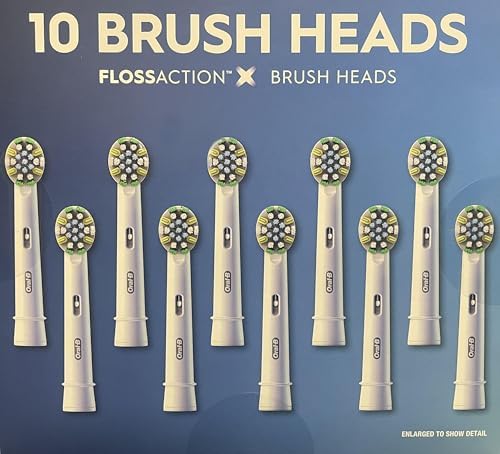 Floss Action Replacement Heads - Electric Toothbrush Heads 10-Count - Compatible with Oral B