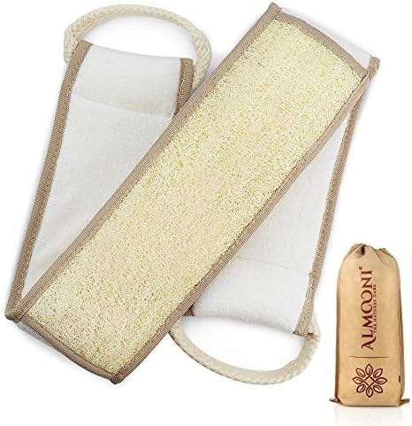 Almooni Natural Egyptian Loofah Back Scrubbers for Use in Shower, Exfoliating Natural Loofah Back Scrubber for Shower for Men and Women to Clean Your Back Deeply - 1 Count (1 Pack)