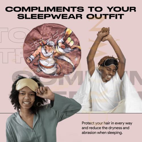 Silky Design Bonnet with Elastic Soft Band, Hair Braid Adjustable Women and Men Bonnets for Sleeping, Comfortable Satin Fabric Bonnet (Brown Bee)