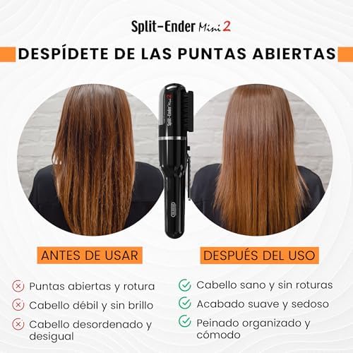 Split Ender Mini 2 - Cordless Split End Hair Trimmer, Solution for Dry and Damaged Hair, Rechargeable Trimmer for Broken and Brittle Split Ends, Hair Styling Tool- Black