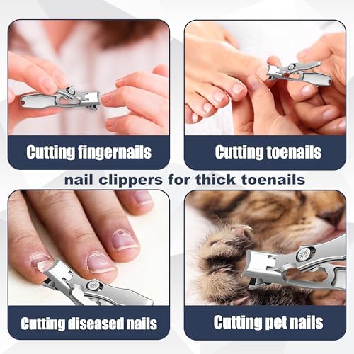 German Nail Clippers for Men Women,Anti-Splashing Design Ultra Sharp Stainless Steel Nail Clippers with Catcher for Thick Nails,Nail Clippers Set with Nail File for Men, Women & Seniors