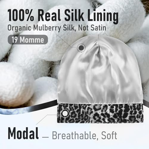 Silk Bonnet for Sleeping 100% 19 Momme Mulberry Adjustable Hair Wrap Curly Double Layered Night Cap Anti Frizz Women 1Pcs (Pink)