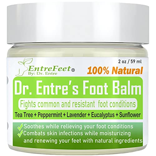 Dr. Entre's Foot Balm: Tea Tree Oil & Shea Butter Based - Organic Treatment Cream for Athletes Foot, Dry Feet, Cracked Heels, Itching, and Odor - Foot Care E-Book Included