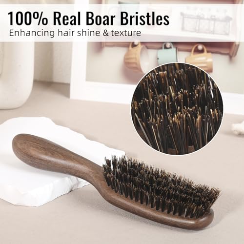 BESTOOL Hair Brush,Boar Bristle Hair Brushes for Women Men and Kids Slick Back Hair Brush for Smoothing Styling Detangling Enhance Shine and Texture Also Makes a Great Beard Brush