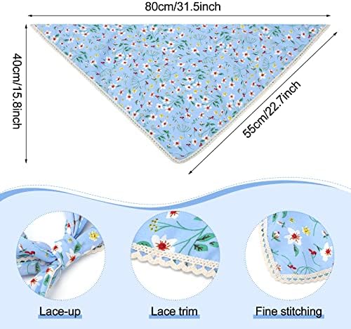 Dingion 6 Pcs Floral Hair Bandanas Head Kerchief Women Bandana Print Chiffon Hair Scarf Triangle Head Kerchief with Ties