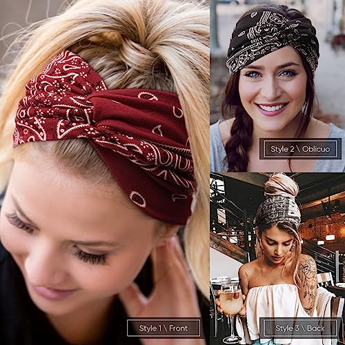 Extra Wide Headbands for Women Large Turban Headband Non Slip Boho Elastic Hairband Hair Twisted Knot Head Bands Accessories