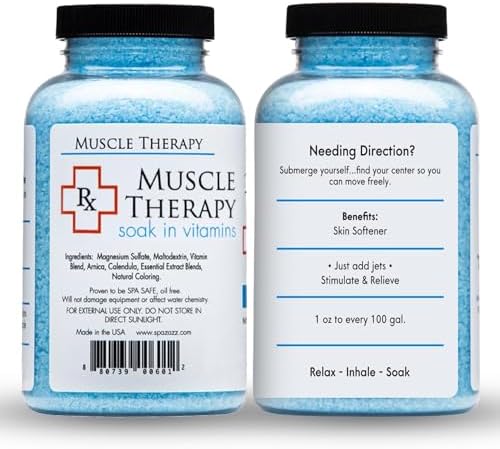 Spazazz Hot Tub Aromatherapy RX Muscle Detox Joint Bath Salt Crystals Bundle. Three Jars of 19oz Spazazz Hot Tub Crystals with Hot/Cold Towel and 5-Point Full Body Massager