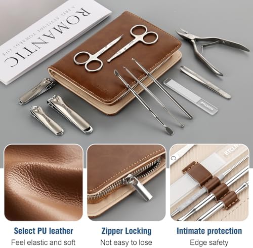 Stainless Steel Nail Clippers Toenail ingrown Clipper Set 15in 1 Pedicure Personal Care Tool Thick toenail Nail File Foot File Cuticle Remover-Heel Scraper and Foot Scrub Cuticle Remover