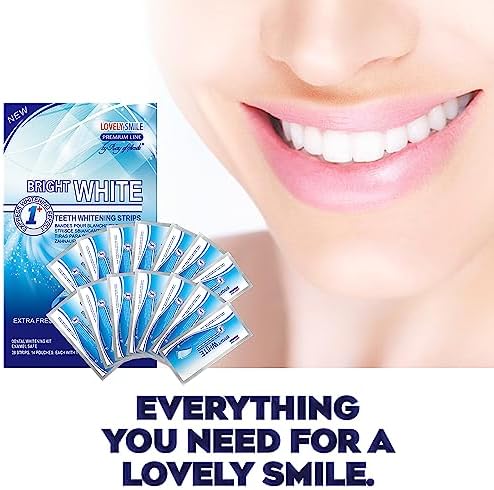Lovely Smile Premium Line Teeth Whitening Strips - Enamel Safe - White Teeth in 1 Hour - No Slip and No Sensitivity - Dental Whitener Kit by Ray of Smile (28 Strips/Mint)