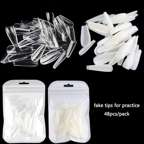 Silicone Practice Fingers for Acrylic Nails, 5PCS Soft Fake Fingers for Nails With 96PCS False Nail Tips, Nail Training Mannequin Finger, Nail Practice Hand for Acrylic Nail Kit