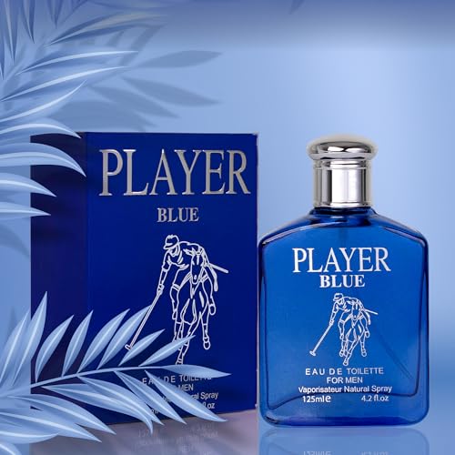 NovoGlow Player Blue for Men - 4.2 Fl Oz Eau De Parfum Spray for Men - Long-Lasting Citrusy Herbal & Woody Fragrances Smell Fresh All Day Long Gift for Men on All Occasions