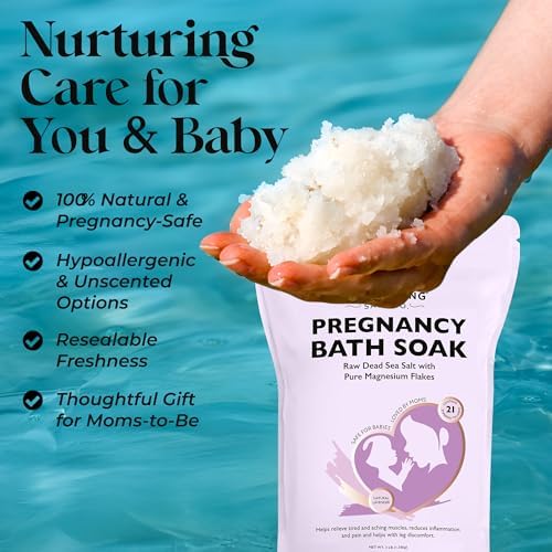 Aromasong Pregnancy Bath Soak 3 LB - 100% Pure Magnesium Flakes with 21 Essential Dead Sea Minerals and Natural Lavender - Better Absorbing Than Epsom Salt