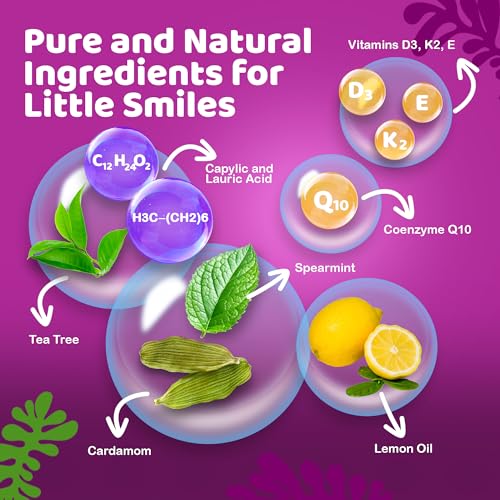 GuruNanda Kids Oil Pulling, Alcohol-Free Mouthwash, Essential Oils & Vitamins for Fresh Breath & Happy Gums for Ages 6 & up, Natural Berry Lemon Rose, 8 Oz