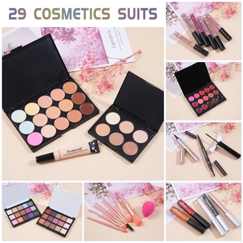 All In On Makeup Kit Makeup Set For Teens, Women, Girl and Beginners Includes Eyeshadow Concealer Palette Lip Gloss Set Lipstick Eye Pencil Makeup Brushes