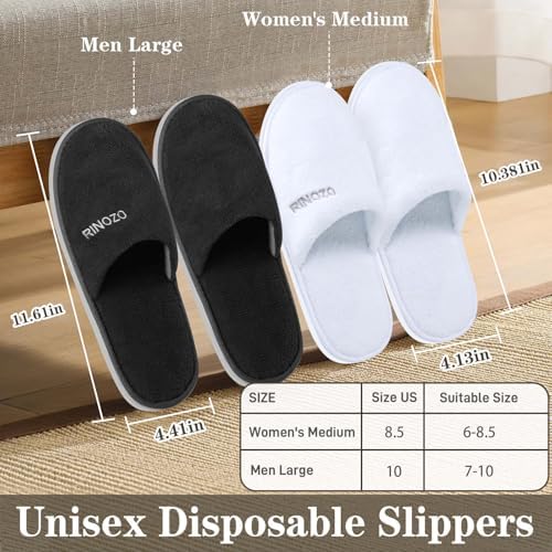 Disposable Slippers 8 Pairs Non Slip Spa Slippers Washable Reusable Hotel Slipper Super Comfort Soft Coral Fleece Bulk Closed Toe House Slippers for Guests Women Men Home Indoor Party Travel