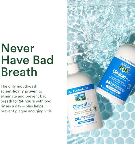 SmartMouth Clinical DDS 2-Bottle Activated Mouthwash with Pumps - Gum Health Support for Adults - 12-Hour Fresh Breath Mouthwash - Clean Mint Flavor, 32 fl oz (16 fl oz per Bottle)