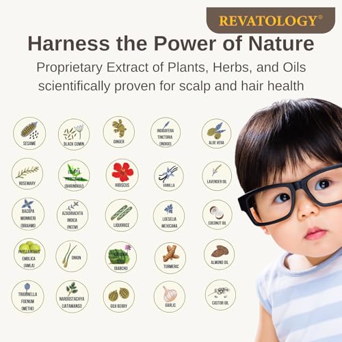 REVATOLOGY Kids Hair Serum (Made in USA) for Hair Thickness, Strength, Growth and Scalp Revitalization for straight, curly, waivy, coiled hair in toddlers, teen, and children | chemical & cruelty free