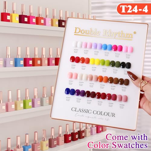 Double Rhythm 28Pcs 0.5Oz Gel Nail Polish Set Same Color Same Bottle Soak Off Gel Polish Kit Nail Art Manicure Salon DIY at Home for Women (Red Pink Collection-T24-4)