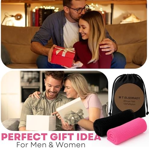 Premium 2X African net Sponge Authentic Exfoliating Body Scrubber for Shower Long Quick Dry 100% Nylon Deep Cleansing Back and Pore Scrubber Bath Sponge for Shower